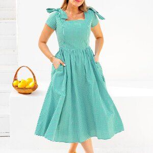 NWT Ivy City Blakely Dress in Green Gingham - 3X